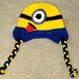 Minion Despicable Me Crochet Stocking Cap Kids Size Yellow Laplander Handmade